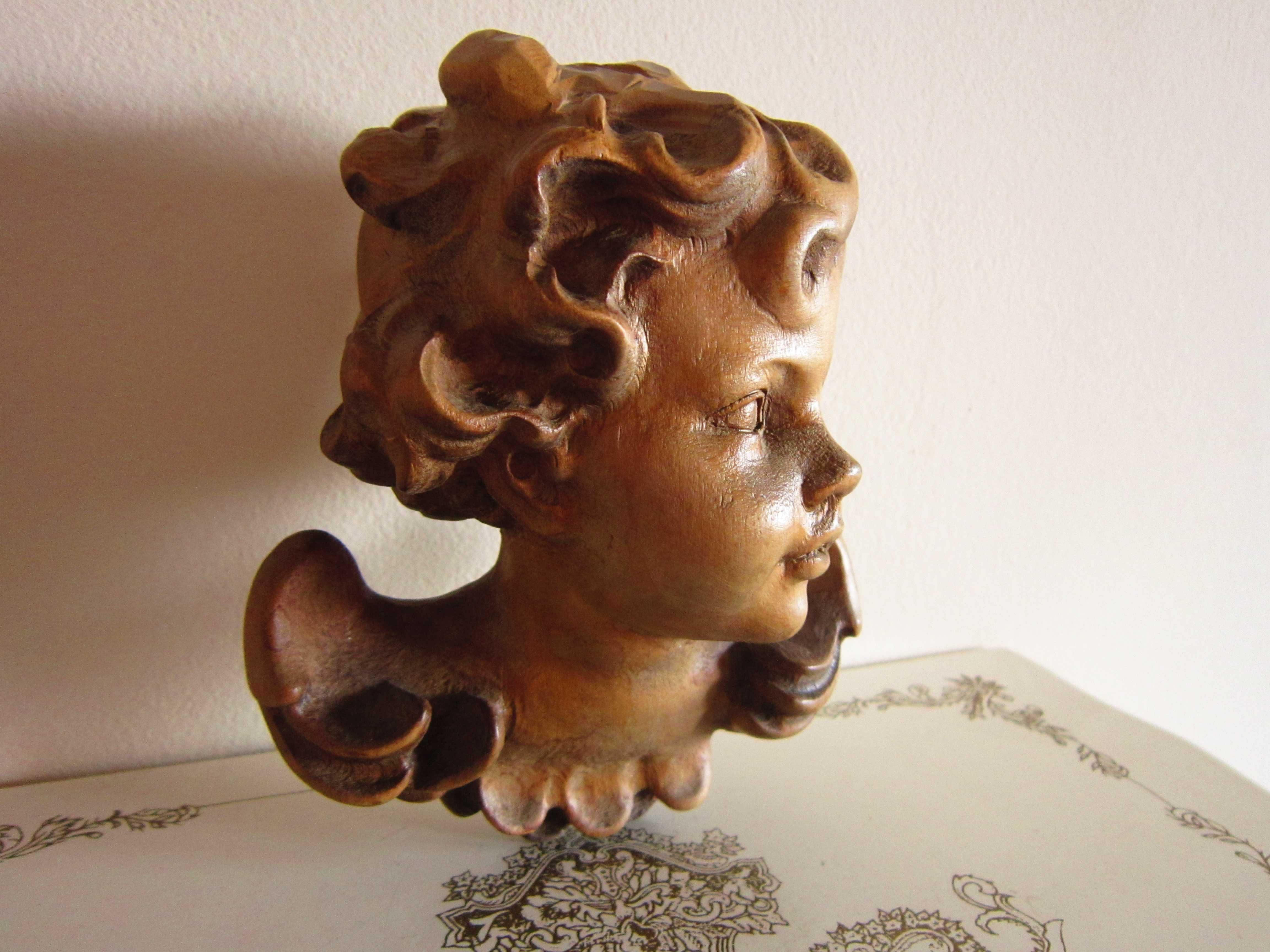 Cadou Rar Cap De Inger Sculptura Vintage De Colectie Anii Germania