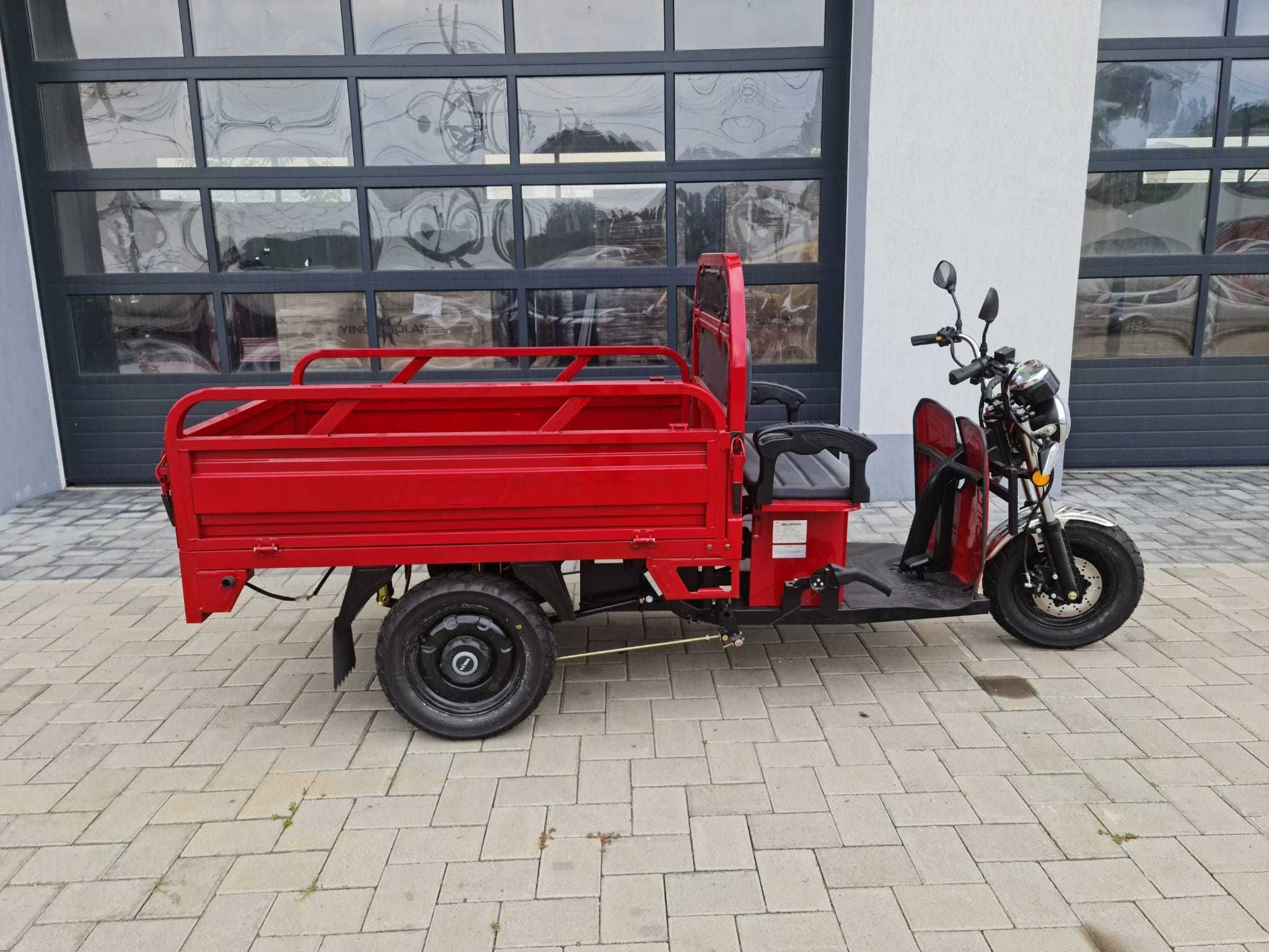 Triciclu Electric Cu Bena Fara Cabina Cargo 500 Kg 3900 W CIV COC