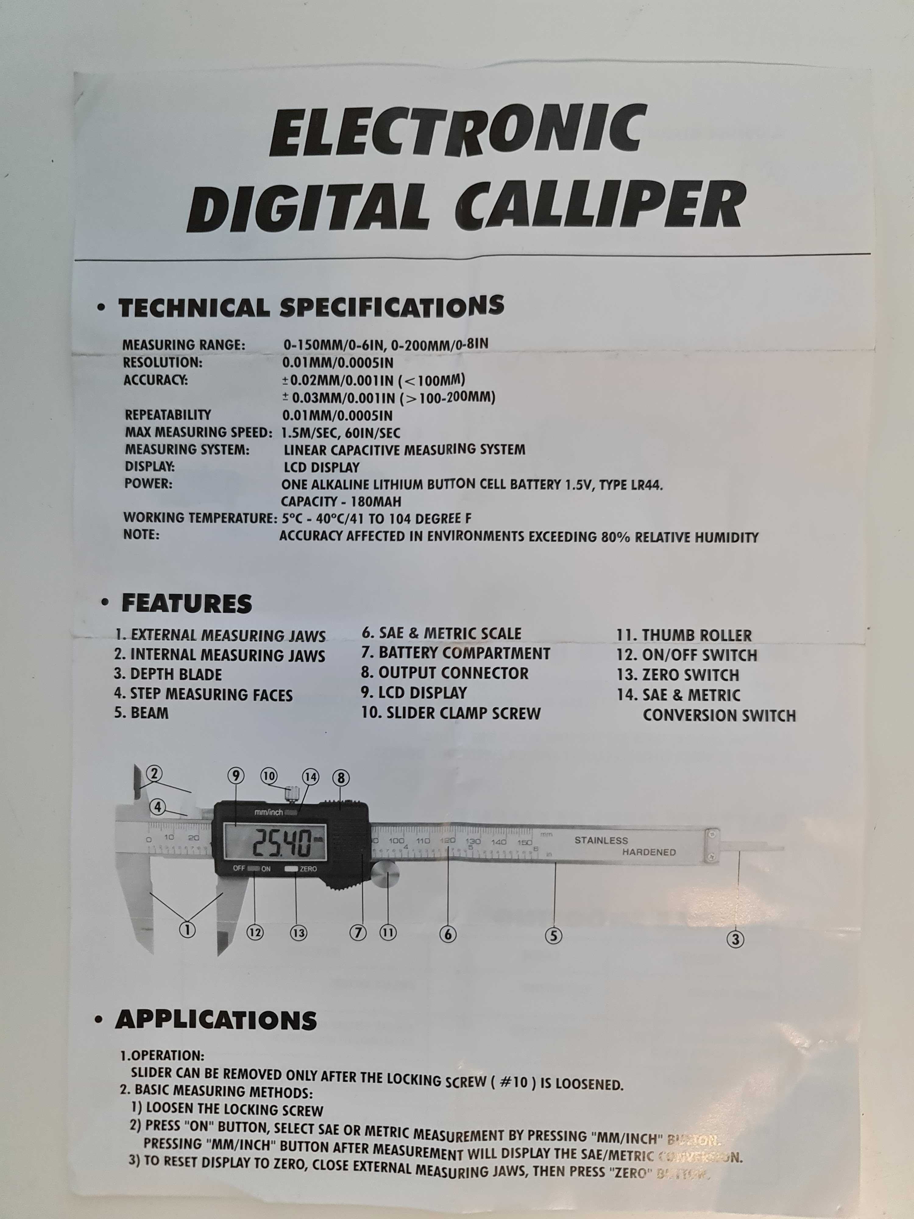 Subler Electronic Cu Afisaj Digital Si Sina Din Otel Inoxidabil Alba