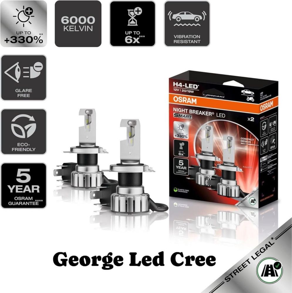 Becuri Led H4 H7 Osram Night Breaker Omologate R A R Garantie