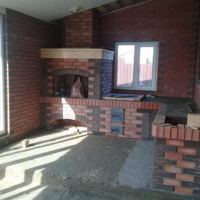 Строительство летней кухни,очаг