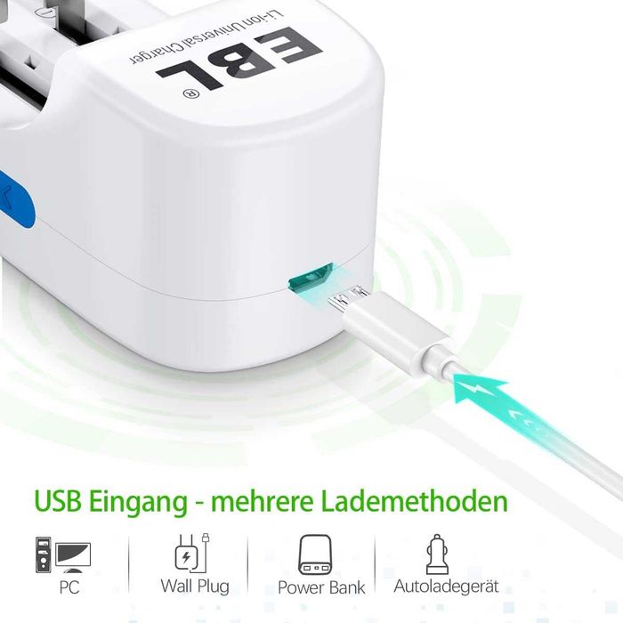 EBL Зарядно устройство за батерии и литиево зарядно устройство