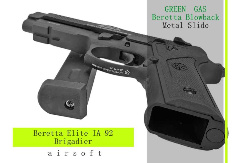 Pistol  airsoft  Beretta Elite IA 92 Brigadier LICENTA+1000BBs+tub Gas