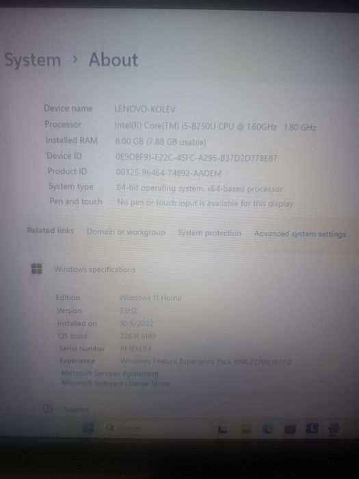 ПРОДАВАМ лаптоп Lenovo 530S - 15IKB