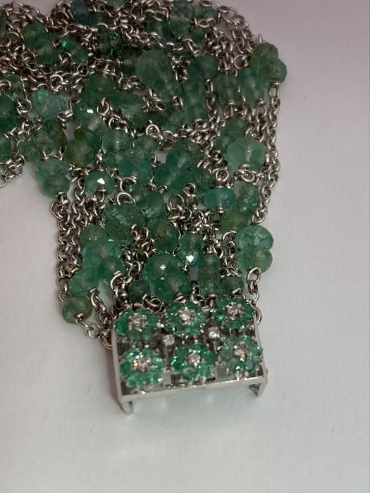 Bratara aur alb 18kt.cu smaralde si diamante