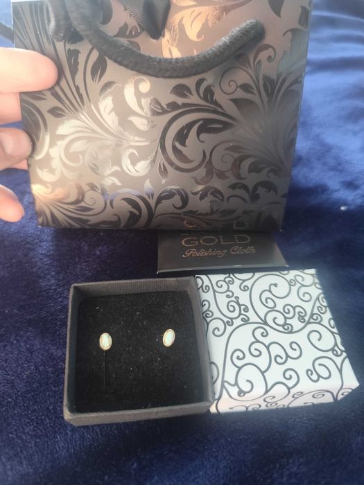 Cercei aur 14k Cu opal sintetic