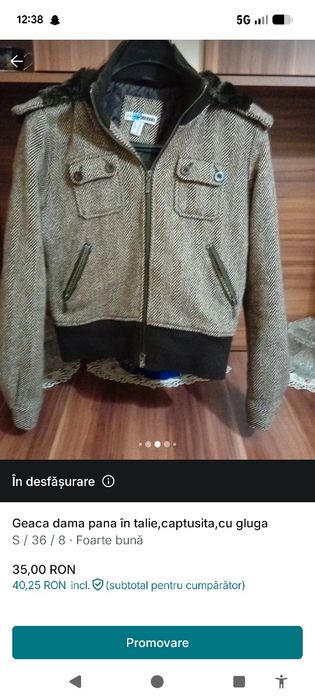 Geaca dama până în talie,groasa