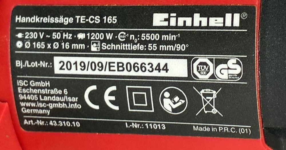 Ръчен циркуляр  EINHELL TE-CS 18
