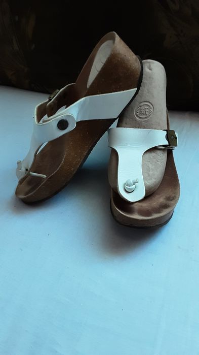 Saboți Scholl de piele naturala albi mărimea 38