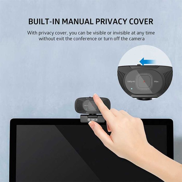 TOALLIN Автофокус FHD 1080P Уебкамера Вграден двоен микрофон за шумопотискане Компютърна камера