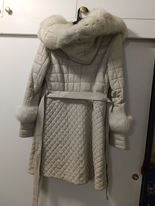 Haina de piele cu blană naturală