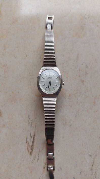 Сребърен швейцарски механичен дамски часовник Rowi