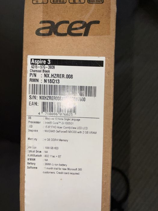 Notebook Acer Aspire
