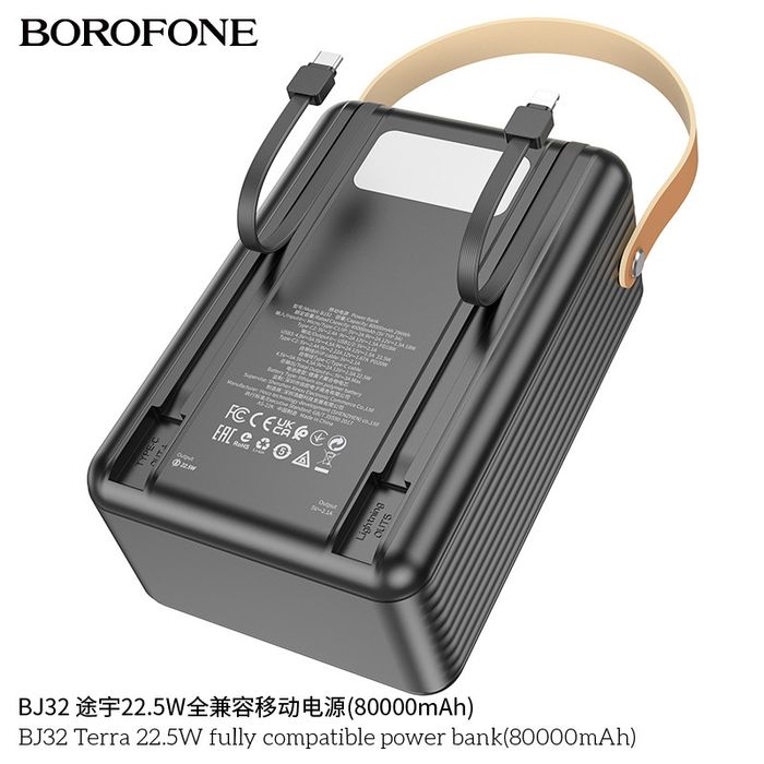 Borofone BJ32 Terra Power Bank 80000mAh Micro-USB18W PD20W + 22.5W