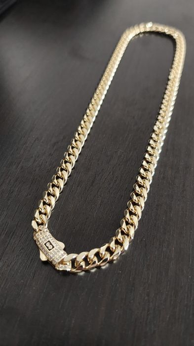 Lant Cuban masiv – argint 925 placat aur 14K, 63.5g, 50cm – finisaj premium