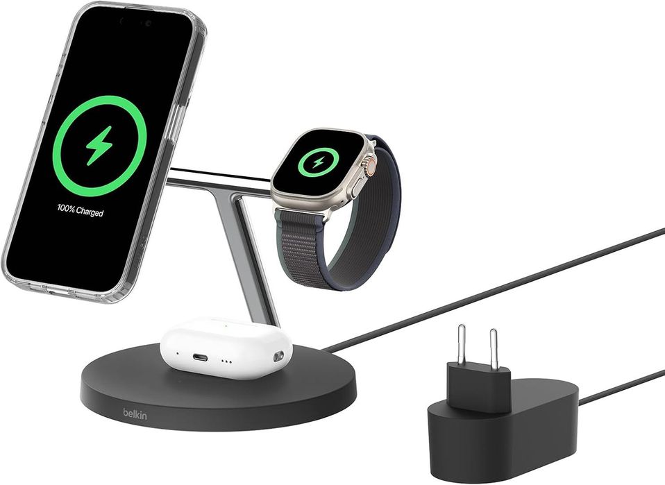 Belkin BoostCharge Pro 3 in 1 Qi2 Wireless Charger 15W Iphone