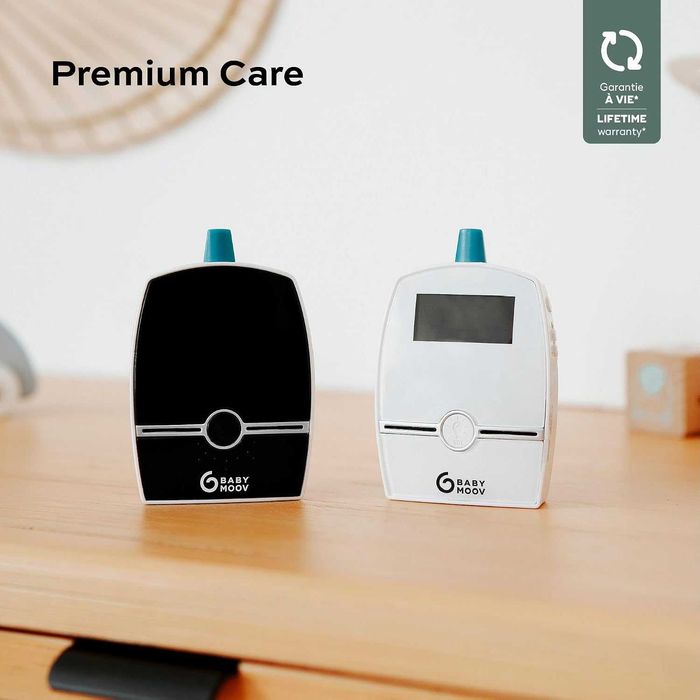 Babymoov Premium Care – Дигитален аудио бебефон, обхват до 1400 м, двупосочна комуникация, нощна лампа, температура, приспивни мелодии и VOX