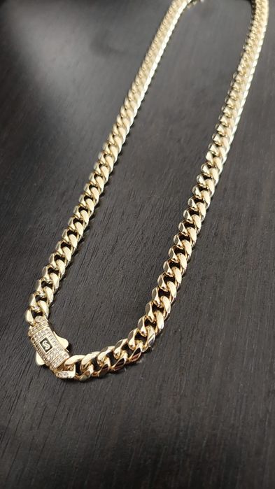 Lant Cuban masiv – argint 925 placat aur 14K, 63.5g, 50cm – finisaj premium