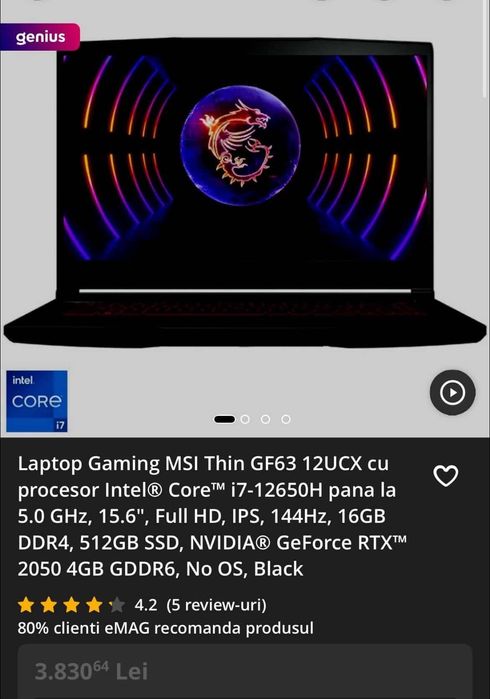 Vand laptop aproape nou folosit doar pentru proiecte la facultate