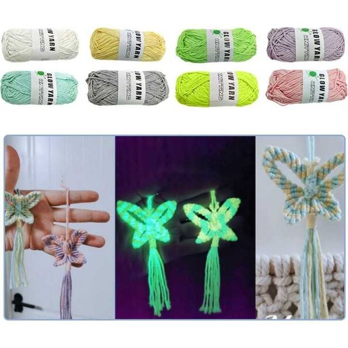 Светеща в тъмното прежда за плетене. 4бр