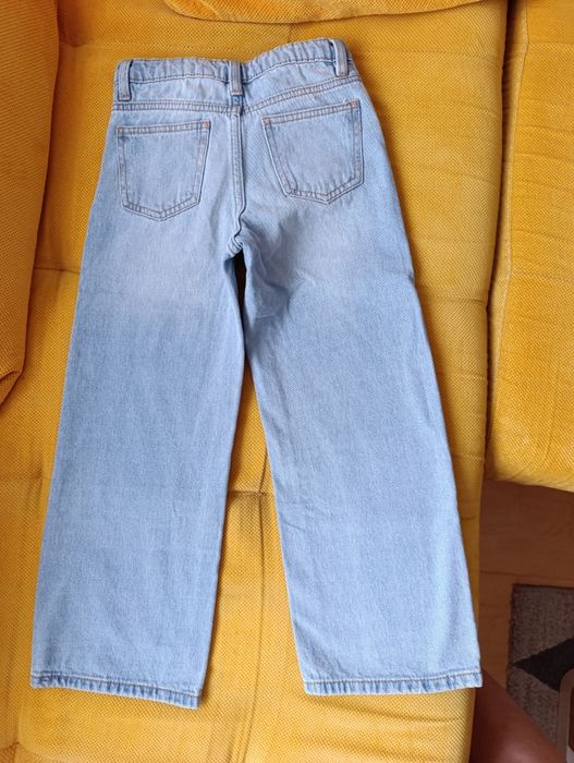 Детски прави дънки сини, деним, внос от Германия, L&D, размер 128 см (