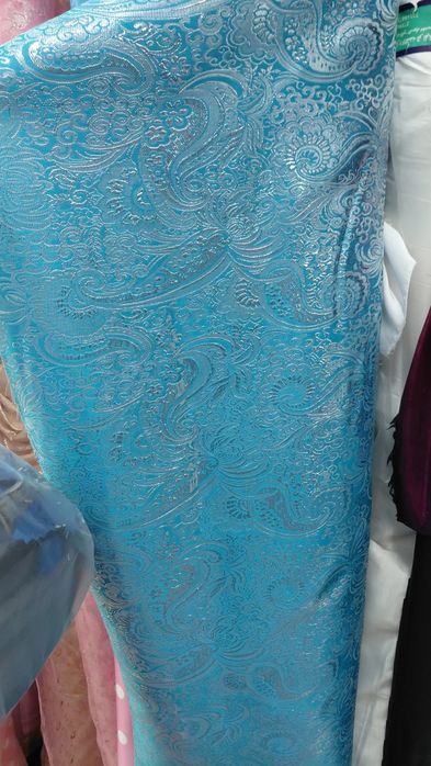 Ткань парча .цвет голубой.