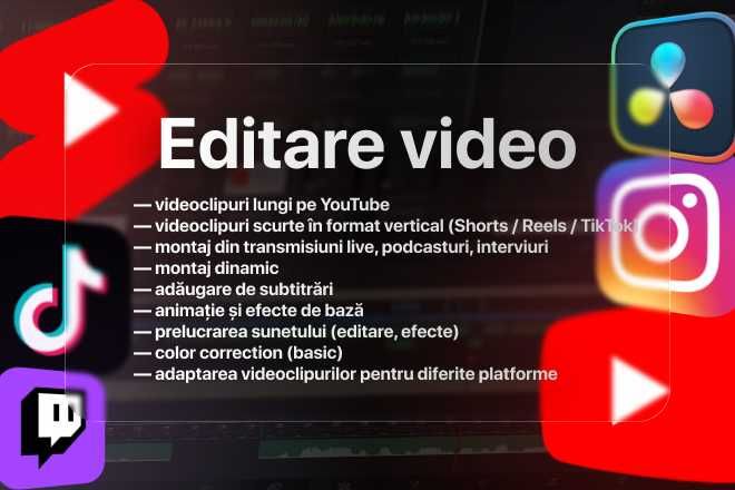 Editare video pentru TikTok / Reels / Shorts / YouTube (rapid și calitativ)