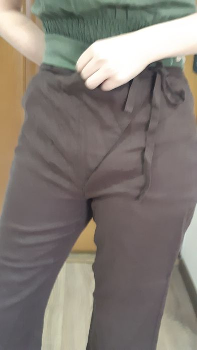 Летние льняные укороченные,44-46 брюки,