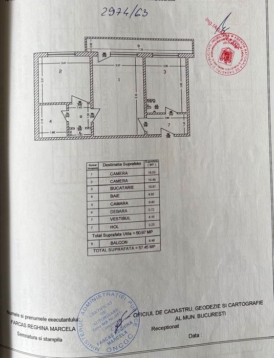 Ap. 2 camere, 57,5 mp, an 1982, mobilat, Domeniii -Turda, Sector 1
