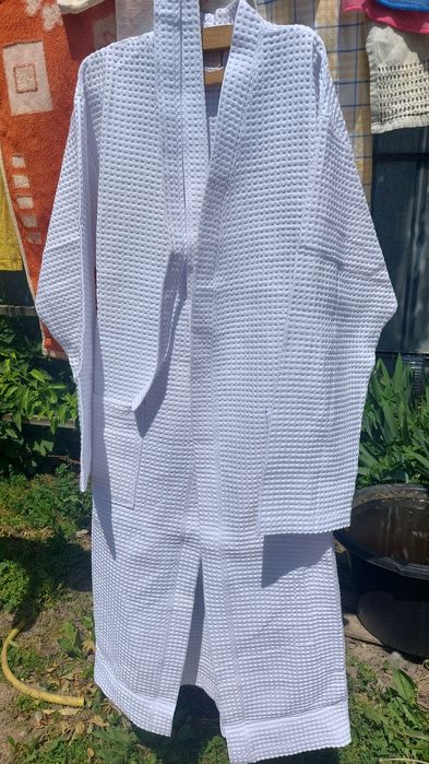 Вафельный халат. хлопок 100%. НЕ ПРОЗРАЧНЫЙ