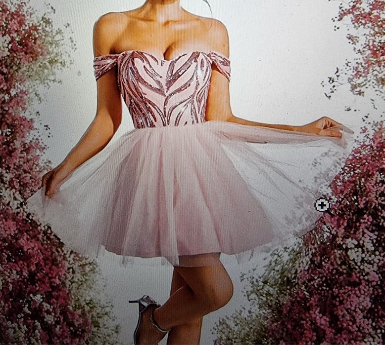 Красива нежна Тюлена рокля розова, пудра