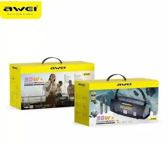 Караоке колонка Awei KT28 30 Вт, Bluetooth, RGB-подсветка, 2 микрофона