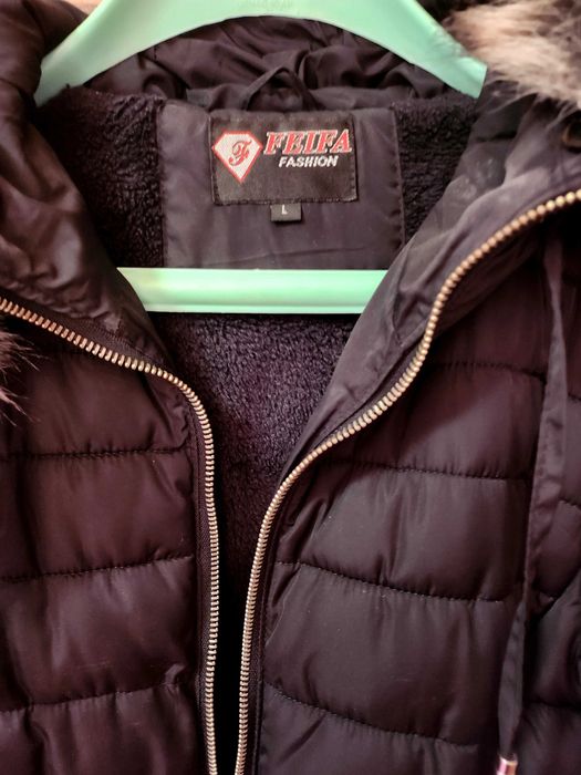 Черно късо зимно дамско яке