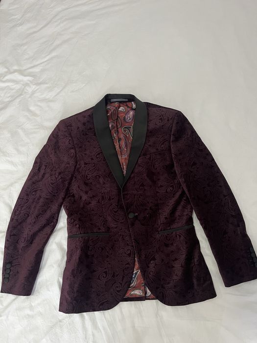 Sacou bărbătesc NEXT vișiniu de catifea slim fit