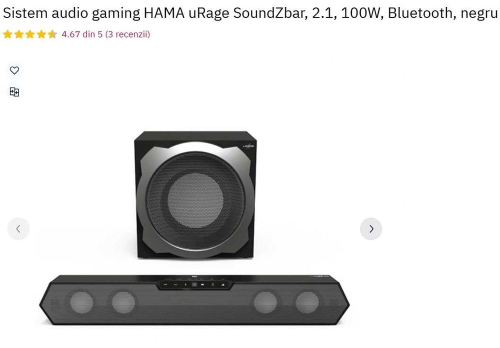 Soundbar 2.1 Hama uRage SoundZbar 2.1 Unleashed wireless garantie 1 an