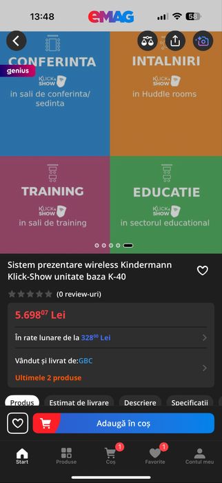 Kindermann Klick & Show K-40 - sistem prezentare wireless HDMI 4K