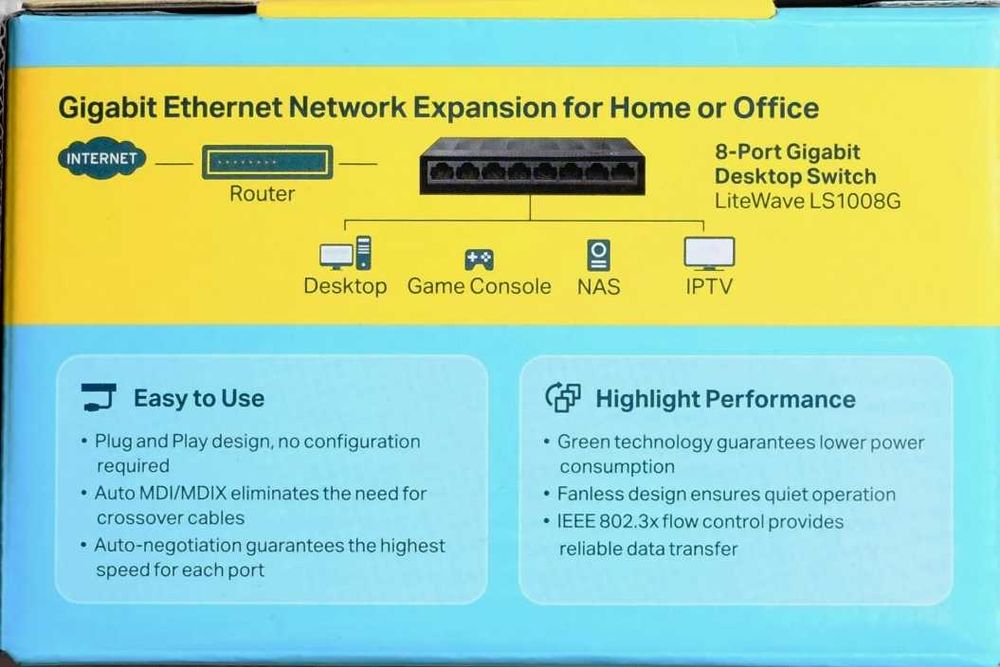 Сетевой коммутатор хаб 8 портов Tplink LS-1008G 100/1000Mb