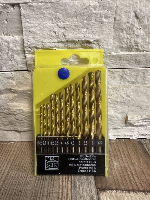 Set de 13 burghie Helweet, otel, auriu, 1,5-6,5 mm