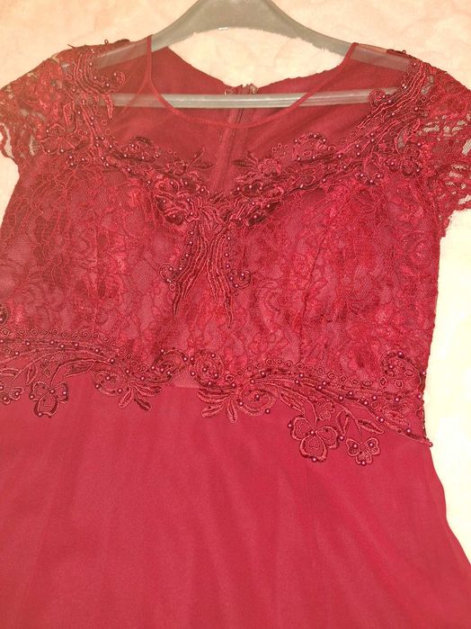 Официална рокля дълга, цвят бордо