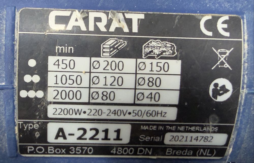 Masina de carotat manuala Carat A-2211 /200mm cu carote incluse