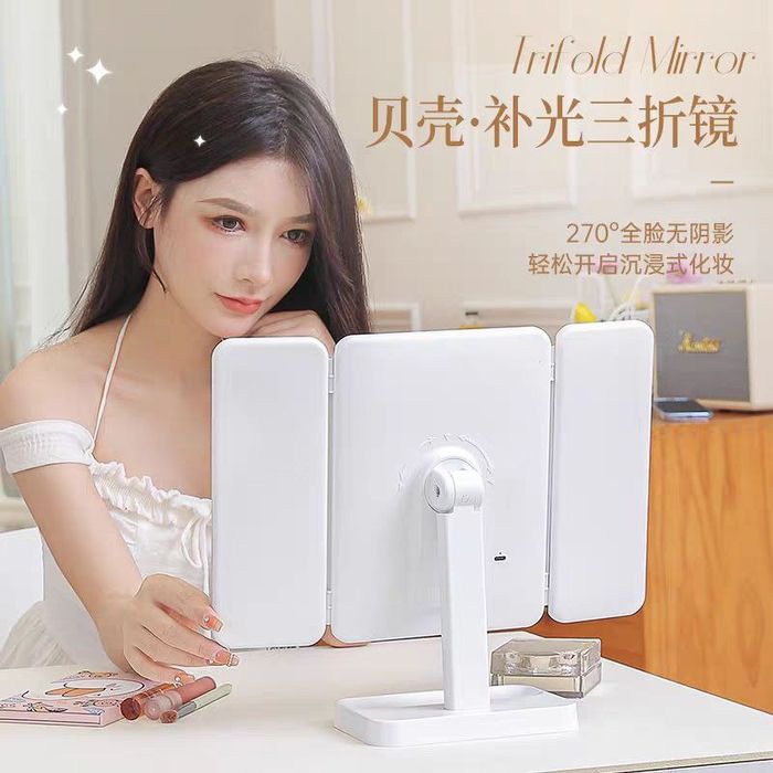 Зеркало настольное для макияжа, LED-подсветка, сенсорное управление, д