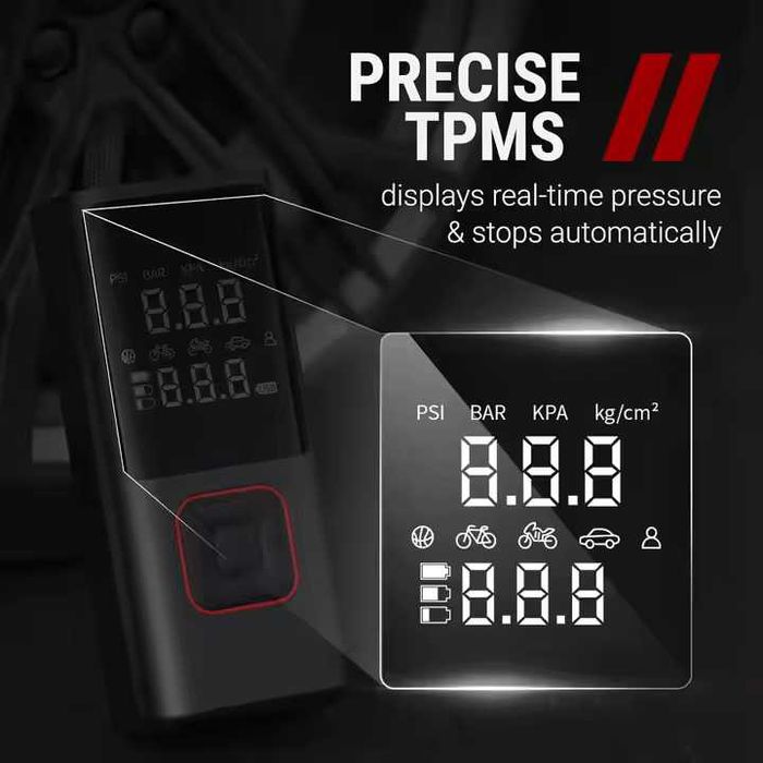 Compresor auto portabil, digital, multifunctional, 150 PSI/10.8 Bari