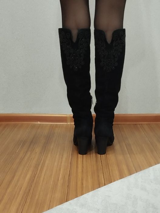 Сапоги зимние замшевые