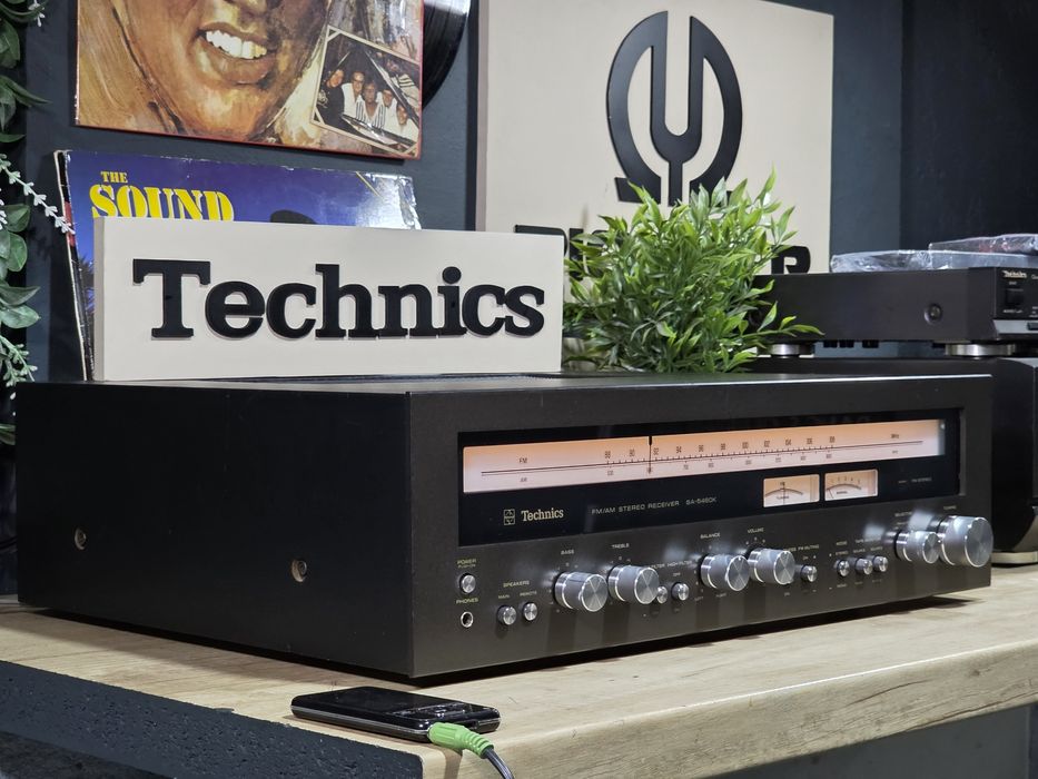 Reveiver TECHNICS SA-5460k, amplituner hifi stereo retro , black , AM FM , amplificator 2x65w 8 ohm