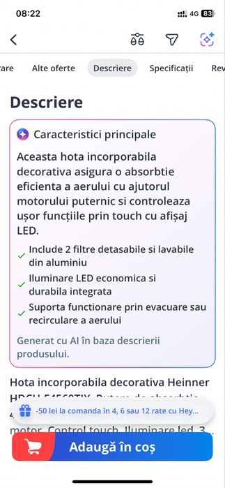 Hota incorporabila decorativa Heinner