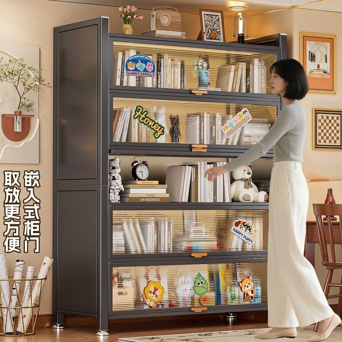 Книжный шкаф с откидной дверцей — прочный, пылезащитный, металлический