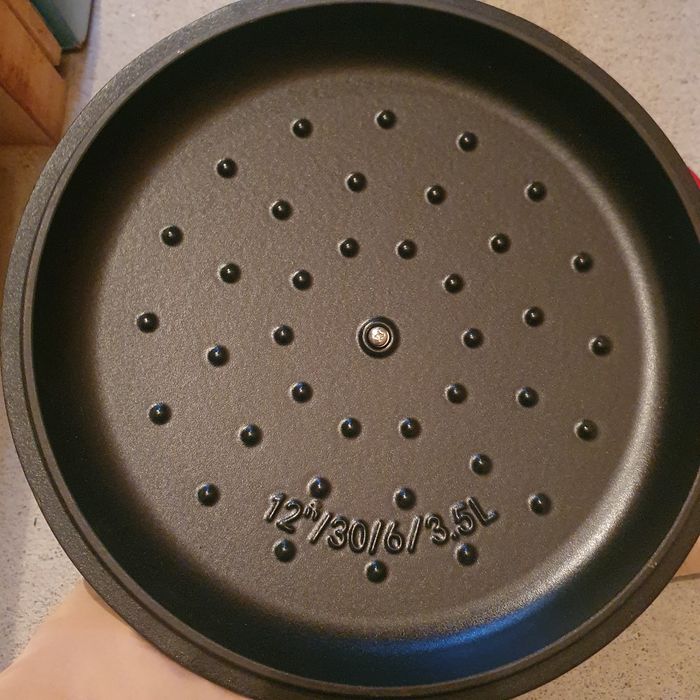 Crarita cu capac din fonta emailata rosie, Uno Casa, 3.5l, 30 cm