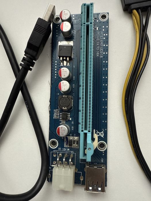 Riser Card PCI-E 1x- 16x cu cablu USB 3.0 + cablu de alimentare,