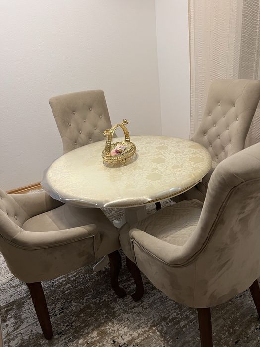 Стол со стульями натуральное дерево