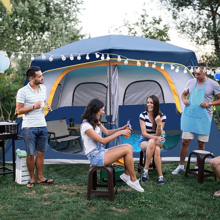 Cort de camping UNP pentru 4-8 persoane, impermeabil și rezistent la vânt, cu prelată de ploaie